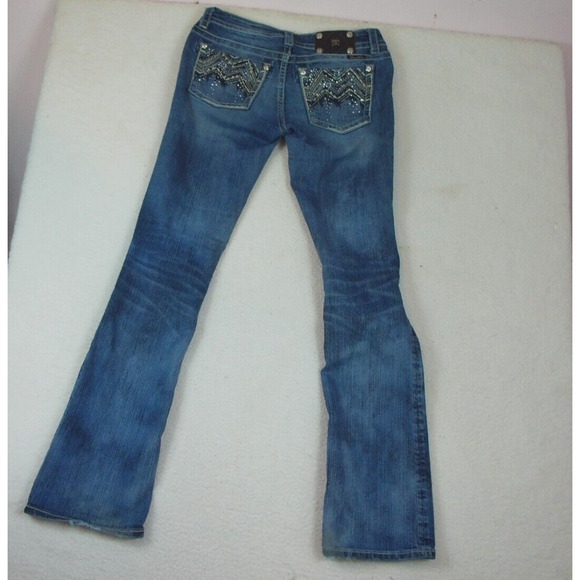 Miss Me Womens Boot Cut Denim Jeans Distresse Style JE8000BX Embellished Size 29 - Picture 2 of 16